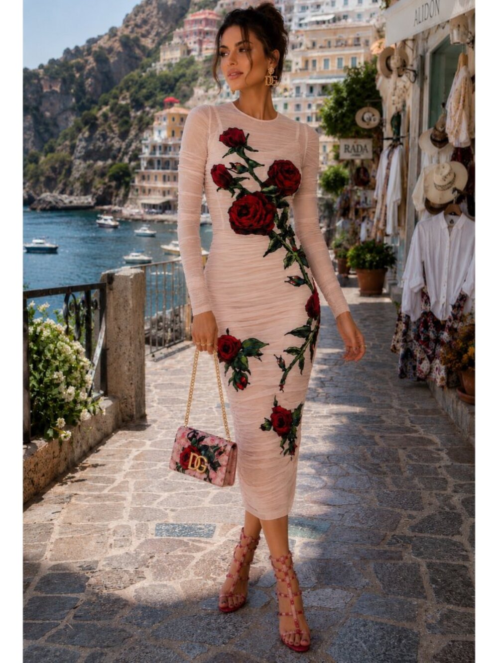 RARE DOLCE & GABBANA MIDI EMBROIDERED DRESS SIZE 40 IT, XS/S US NEW